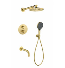Душевая система скрытого монтажа Grocenberg GB5091 Матовое золото с Термостатом