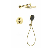 Душевая система скрытого монтажа Grocenberg GB5093 Золото глянец с Термостатом