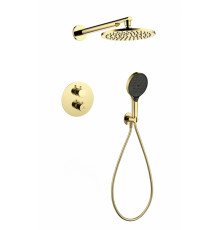 Душевая система скрытого монтажа Grocenberg GB5093 Золото глянец с Термостатом