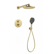 Душевая система скрытого монтажа Grocenberg GB5093 Матовое золото с Термостатом