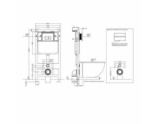 Инсталляция для унитаза с кнопкой для смыва Grocenberg GS3050-KP3080W белый