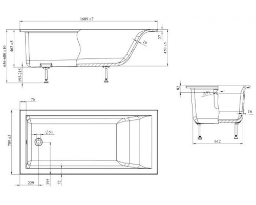 Ванна из литьевого мрамора Astra-Form Нейт Solid 180x80 см