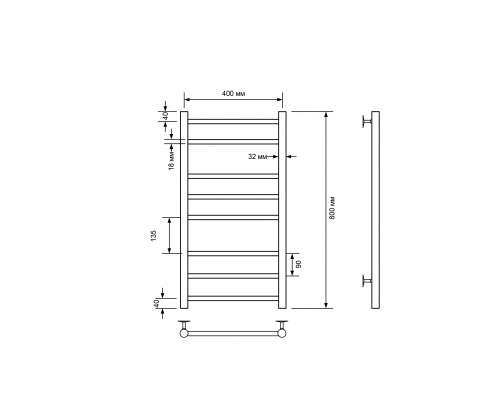 Полотенцесушитель электрический с/т Comfysan Noumi EC-8 80/40, черный