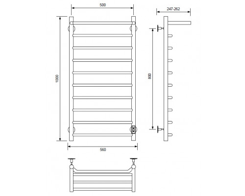 Полотенцесушитель электрический с/т Comfysan Scola EC-10 100/50 с полкой, черный