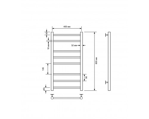 Полотенцесушитель электрический с/т Comfysan Luce EC-8 80/40, белый