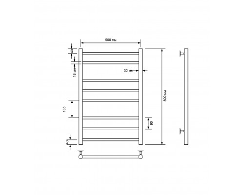 Полотенцесушитель электрический с/т Comfysan Noumi EC-8 80/50, белый