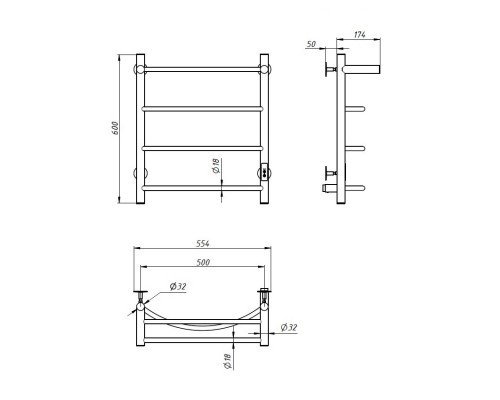Полотенцесушитель электрический с/т Comfysan Classic EC-4 60/50 с полкой, хром