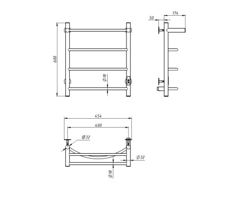 Полотенцесушитель электрический с/т Comfysan Classic EC-4 60/50 с полкой, белый