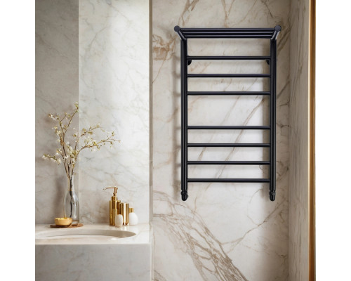 Полотенцесушитель водяной Comfysan Luce W-8 80/50 с полкой, черный