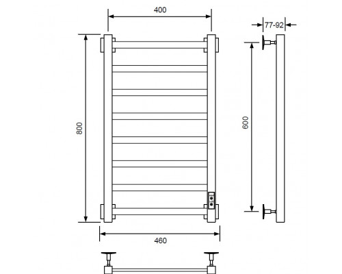 Полотенцесушитель электрический с/т Comfysan Roma-K EC-8 80/40, черный