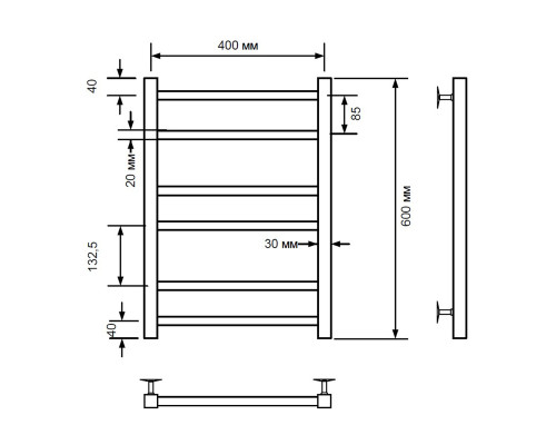 Полотенцесушитель водяной Comfysan Pioli-K W-6 60/40, хром