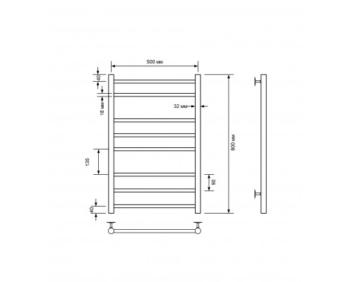 Полотенцесушитель электрический с/т Comfysan Luce EC-8 80/50, хром