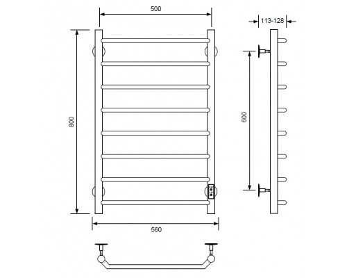Полотенцесушитель электрический с/т Comfysan Scola EC-8 80/50, хром