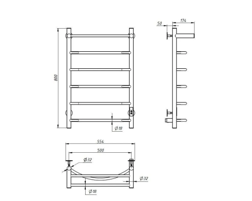 Электрический полотенцесушитель Comfysan Classic EC-6 80/50 с полкой