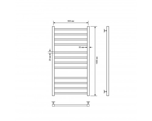 Полотенцесушитель водяной Comfysan Pioli-K W-10 100/50, черный