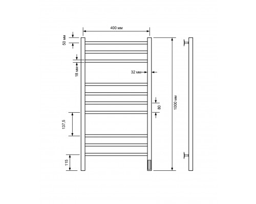Полотенцесушитель электрический с/т Comfysan Noumi EC-10 100/40, белый