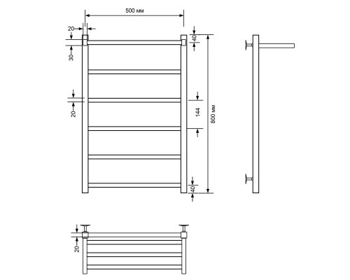 Полотенцесушитель водяной Comfysan Marte-K W-6 80/50 с полкой, белый