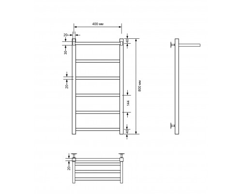 Полотенцесушитель электрический с/т Comfysan Marte-K EC-6 80/40 с полкой, хром