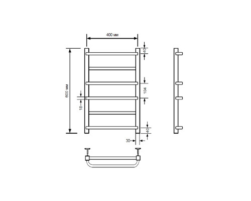 Купить Полотенцесушитель водяной Comfysan Puro-K W-6 60/40, белый в магазине сантехники Santeh-Crystal.ru