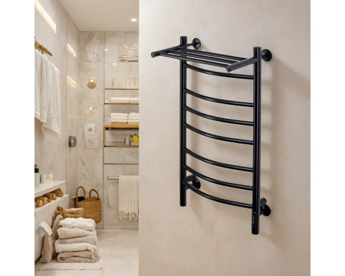 Полотенцесушитель электрический с/т Comfysan Noumi EC-8 80/40 с полкой, черный