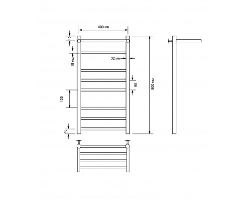 Полотенцесушитель электрический с/т Comfysan Luce EC-8 80/40 с полкой, белый