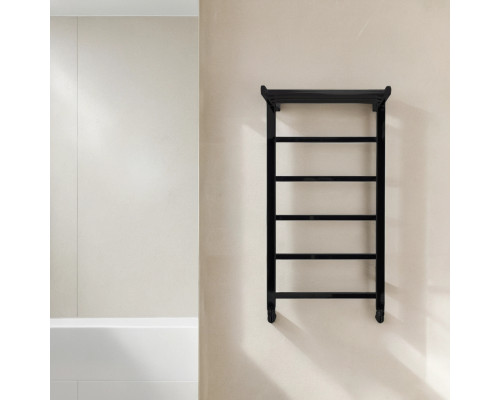 Полотенцесушитель водяной Comfysan Marte-K W-6 80/50 с полкой, черный