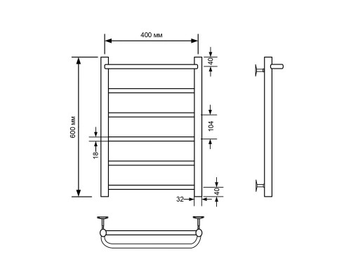 Полотенцесушитель водяной Comfysan Capri W-6 60/40 с полкой, белый