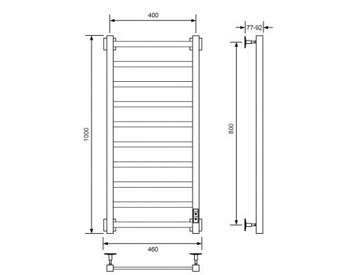 Полотенцесушитель электрический с/т Comfysan Roma-K EC-10 100/40, черный