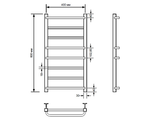 Полотенцесушитель водяной Comfysan Puro-K W-8 80/40, белый