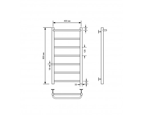 Полотенцесушитель электрический с/т Comfysan Capri EC-8 80/40 с полкой, черный