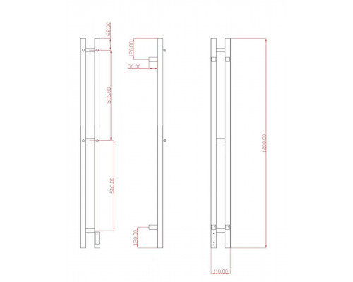 Полотенцесушитель электрический с/т Comfysan Альто-К (Alto-K) EC-2 120/8, брашированная медь, гальва