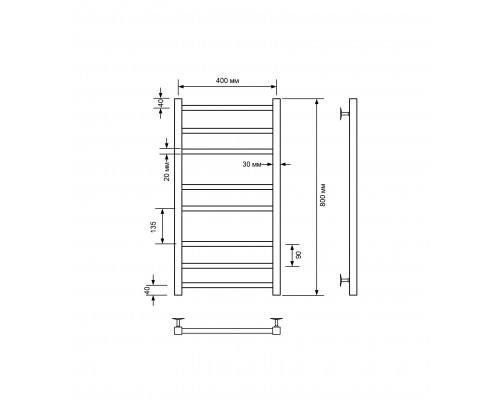 Полотенцесушитель электрический с/т Comfysan Pioli-K EC-8 80/40, хром