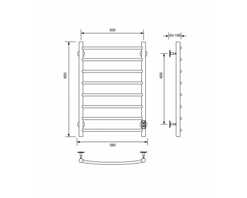 Полотенцесушитель электрический с/т Comfysan Classic EC-6 80/50 с полкой, черный