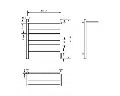 Полотенцесушитель электрический с/т Comfysan Marte-K EC-6 60/50 с полкой, белый