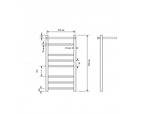 Полотенцесушитель электрический с/т Comfysan Noumi EC-8 80/40 с полкой, белый