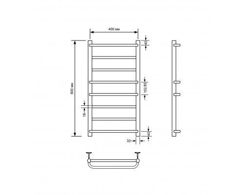 Полотенцесушитель электрический с/т Comfysan Puro EC-8 80/40, черный