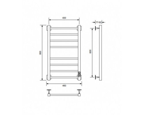 Полотенцесушитель электрический с/т Comfysan Unico-K EC-8 80/40, ТИТАНОВЫЙ ГРАФИТ RAL