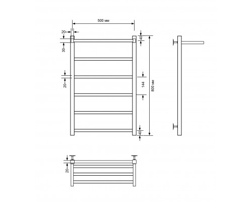 Полотенцесушитель электрический с/т Comfysan Marte-K EC-6 80/50 с полкой, черный
