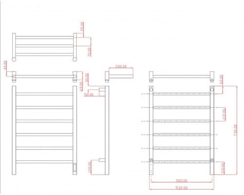 Полотенцесушитель электрический с/т Comfysan Стелла (Stella) EC-7 80/50 с полкой, золото, гальваника