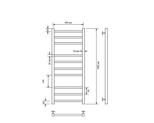 Полотенцесушитель электрический с/т Comfysan Pioli-K EC-10 100/40, белый