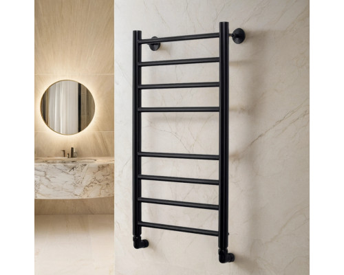 полотенцесушитель водяной comfysan luce w-8 80/50, черный матовый боковое подключение 80см. с гарантией 5 лет.