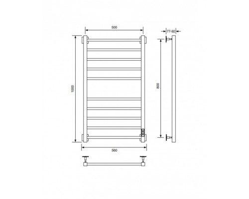 Полотенцесушитель электрический с/т Comfysan Unico-K EC-10 100/50, черный