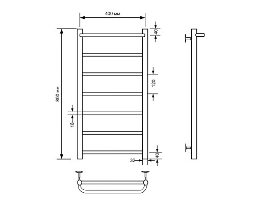 Полотенцесушитель водяной Comfysan Capri W-8 80/40 с полкой, белый