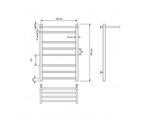 Полотенцесушитель электрический с/т Comfysan Luce EC-8 80/50 с полкой, хром