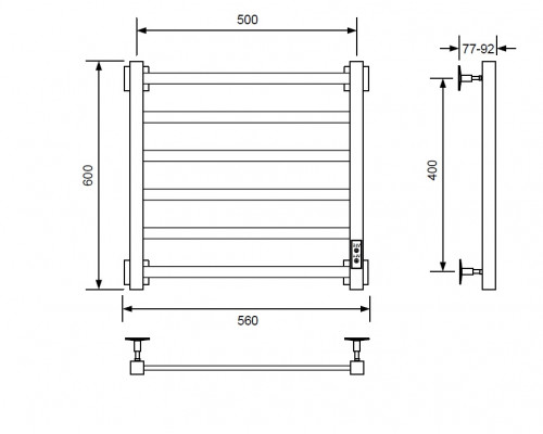 Полотенцесушитель электрический с/т Comfysan Roma-K EC-6 60/50, хром