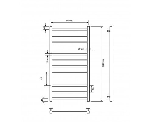 Полотенцесушитель электрический с/т Comfysan Pioli-K EC-10 100/50, черный