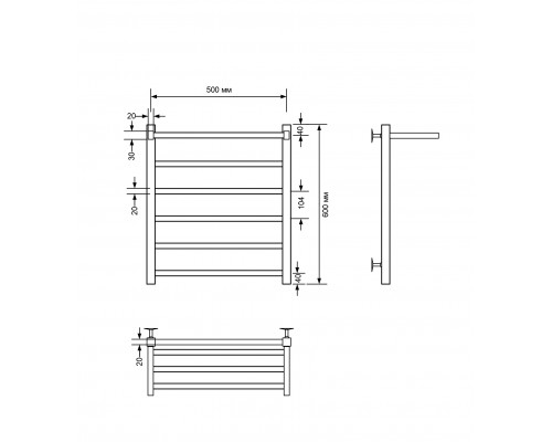Полотенцесушитель электрический с/т Comfysan Marte-K EC-6 60/50 с полкой, черный