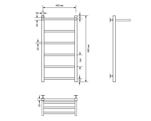 Полотенцесушитель водяной Comfysan Мартэ-К (Marte-K) W-6 80/40 с полкой, белый