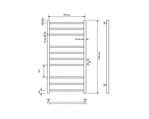 Полотенцесушитель электрический с/т Comfysan Noumi EC-10 100/50, хром