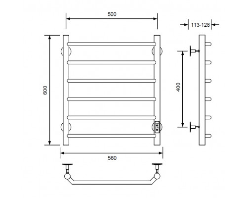 Полотенцесушитель электрический с/т Comfysan Scola EC-6 60/50, хром